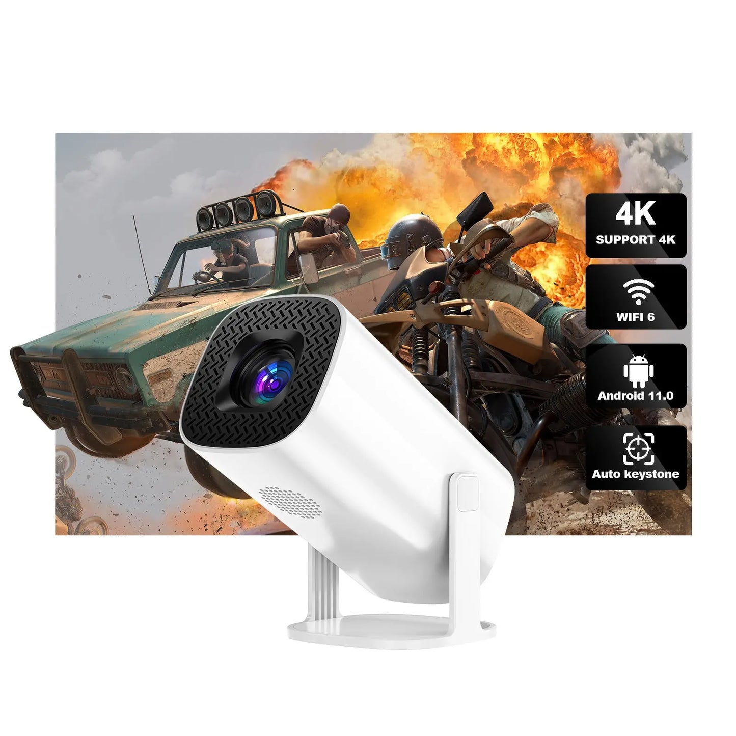 NovaStore™ 4K Smart Mini Projector – Portable Home Cinema with WiFi & Android 11 NovaStore