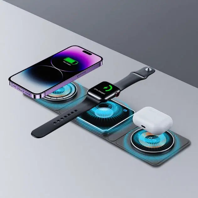 NovaStore™ 3-in-1 Magnetic Folding Wireless Charger – iPhone, Apple Watch & AirPods NovaStore