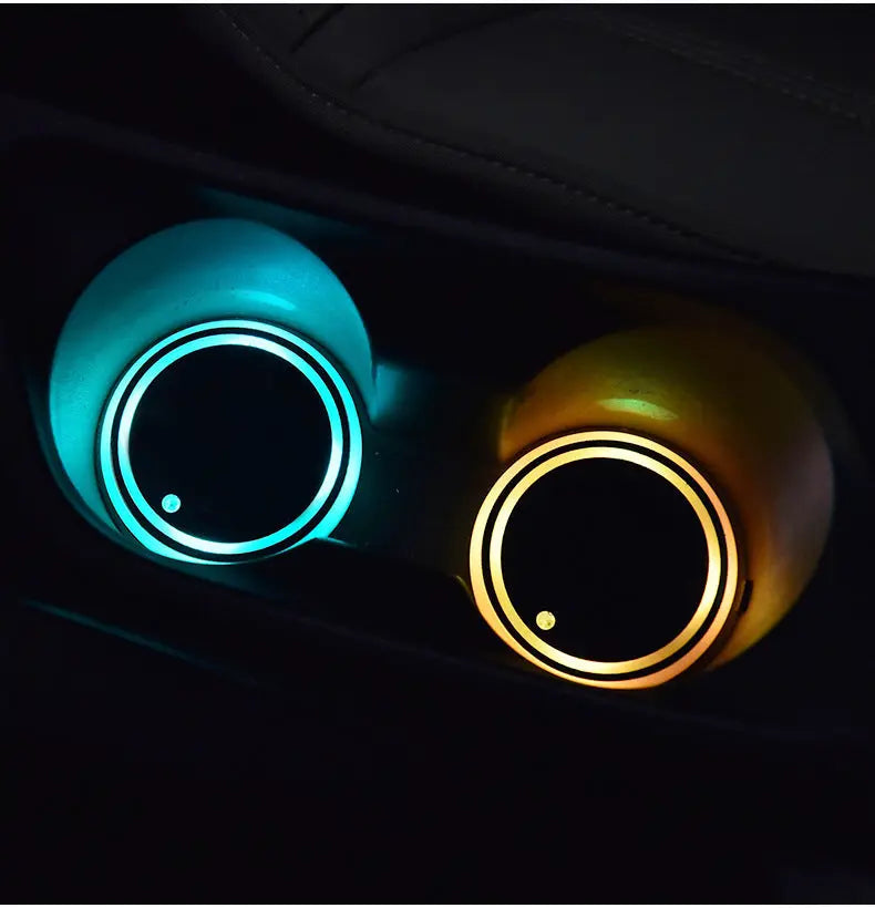 NovaStore™ Colorful LED Car Cup Holder Coaster – USB Rechargeable Ambient Light NovaStore