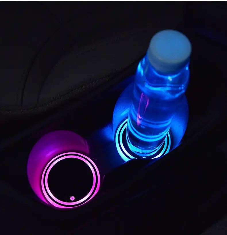NovaStore™ Colorful LED Car Cup Holder Coaster – USB Rechargeable Ambient Light NovaStore