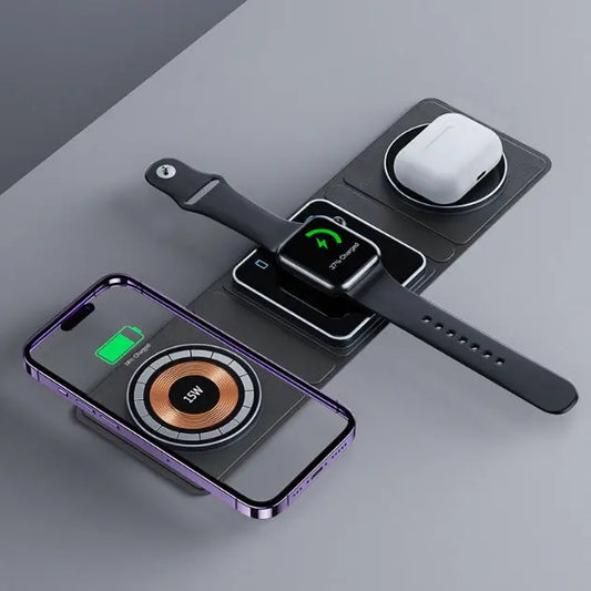 NovaStore™ 3-in-1 Magnetic Folding Wireless Charger – iPhone, Apple Watch & AirPods NovaStore