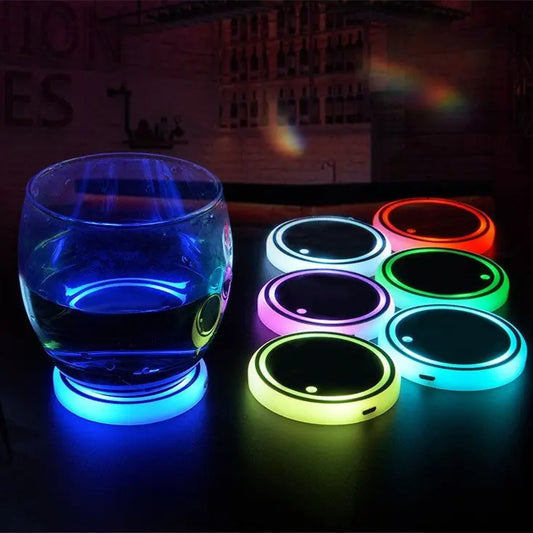 NovaStore™ Colorful LED Car Cup Holder Coaster – USB Rechargeable Ambient Light NovaStore