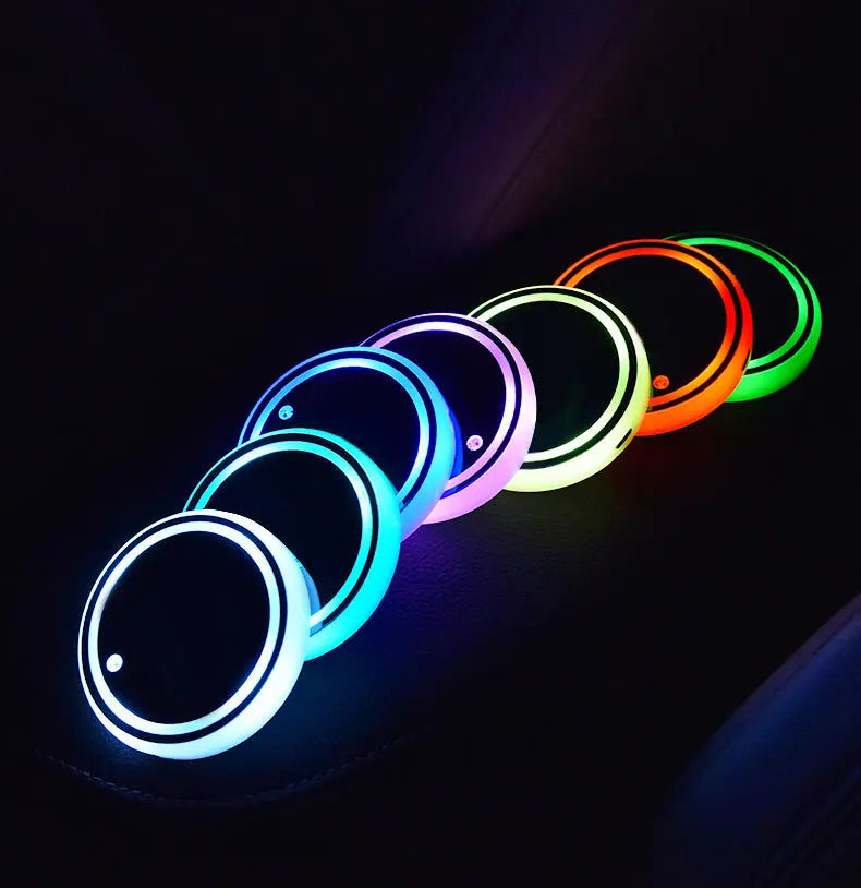NovaStore™ Colorful LED Car Cup Holder Coaster – USB Rechargeable Ambient Light NovaStore